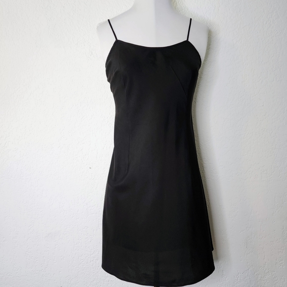 Rachel by Rachel Roy Black Silky Slip Dress w Adjustable Spaghetti Straps Sz S - Picture 1 of 9